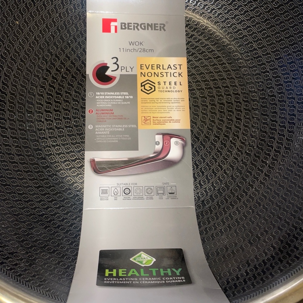 BN Bergner with 3 ply everlasting ceramic coated steel guard tech 11” wok - Picture 7 of 8